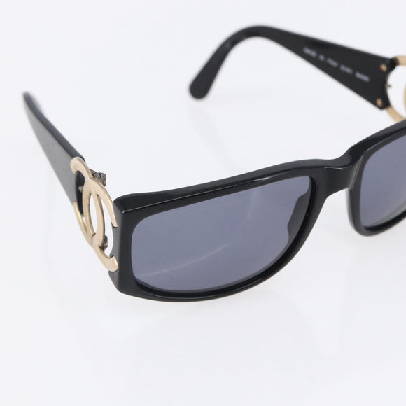 CHANEL COCO Mark Sunglasses plastic Black CC Auth 149763
