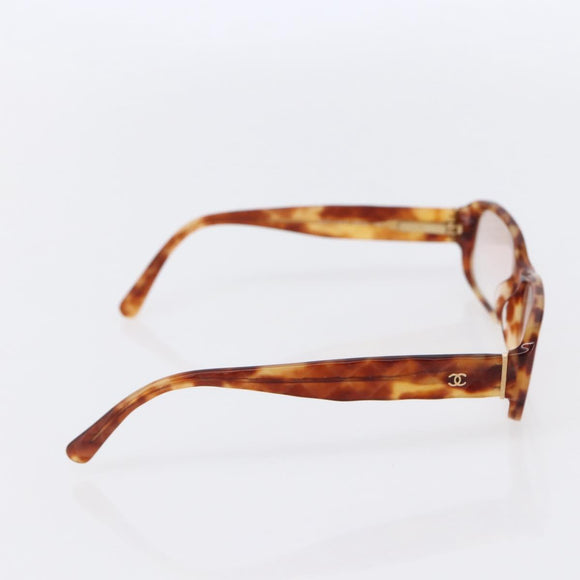 CHANEL COCO Mark Sunglasses plastic 2 Set Brown White CC Auth 149764