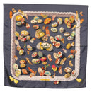 HERMES Carre 90 Scarf Silk ""COUVEE D'HERMES"" Gray Auth 149765-1