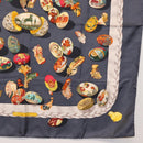 HERMES Carre 90 Scarf Silk ""COUVEE D'HERMES"" Gray Auth 149765-10