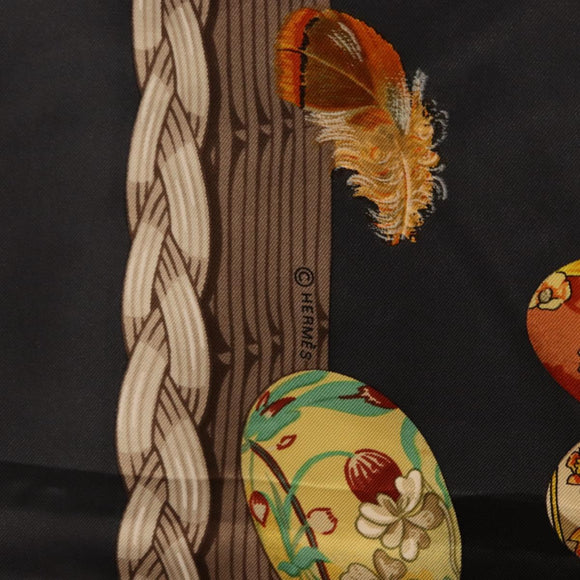 HERMES Carre 90 Scarf Silk ""COUVEE D'HERMES"" Gray Auth 149765