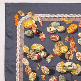 HERMES Carre 90 Scarf Silk ""COUVEE D'HERMES"" Gray Auth 149765 - 0
