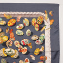 HERMES Carre 90 Scarf Silk ""COUVEE D'HERMES"" Gray Auth 149765-4