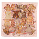 HERMES Carre 90 Scarf Silk ""VOYAGE EN ETOFFES"" Pink Auth 149767-1