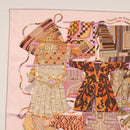 HERMES Carre 90 Scarf Silk ""VOYAGE EN ETOFFES"" Pink Auth 149767-2