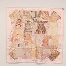 HERMES Carre 90 Scarf Silk ""VOYAGE EN ETOFFES"" Pink Auth 149767-8