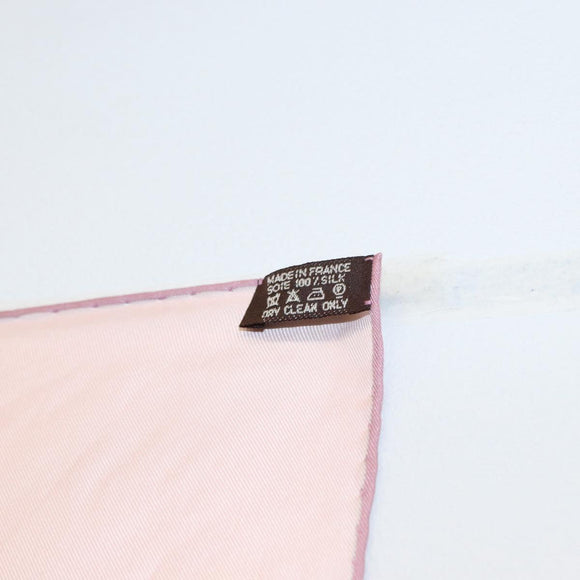 HERMES Carre 90 Scarf Silk ""VOYAGE EN ETOFFES"" Pink Auth 149767
