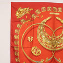 HERMES Carre 90 Scarf Silk ""LES CAVALIERS D'OR"" Red Auth 149769-2