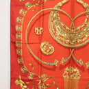 HERMES Carre 90 Scarf Silk ""LES CAVALIERS D'OR"" Red Auth 149769-5