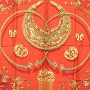HERMES Carre 90 Scarf Silk ""LES CAVALIERS D'OR"" Red Auth 149769-6