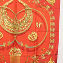 HERMES Carre 90 Scarf Silk ""LES CAVALIERS D'OR"" Red Auth 149769-7