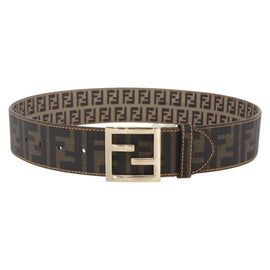 FENDI Zucca Canvas Belt 33.1"" Black Brown Auth 149770V
