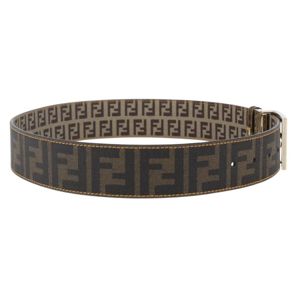 FENDI Zucca Canvas Belt 33.1"" Black Brown Auth 149770A