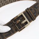 FENDI Zucca Canvas Belt 33.1"" Black Brown Auth 149770A-5