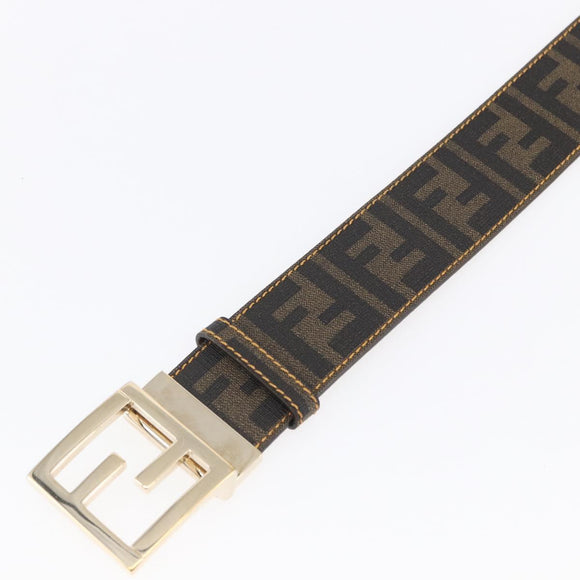 FENDI Zucca Canvas Belt 33.1"" Black Brown Auth 149770A