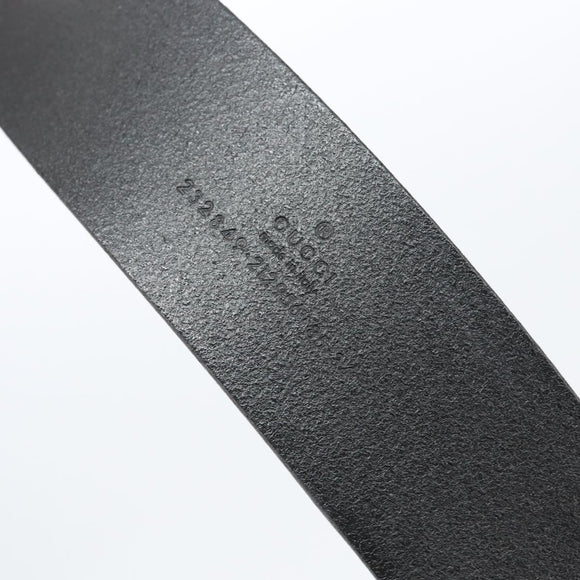 GUCCI Interlocking Belt Leather 37.4"" Black Gold 232849 Auth 149771