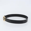 GUCCI Interlocking Belt Leather 37.4"" Black Gold 232849 Auth 149771-3