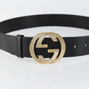 GUCCI Interlocking Belt Leather 37.4"" Black Gold 232849 Auth 149771-5