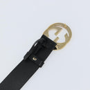 GUCCI Interlocking Belt Leather 37.4"" Black Gold 232849 Auth 149771-7