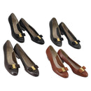 Salvatore Ferragamo Vala Pumps shoes Leather 4 Set Black Brown Auth 149772-1