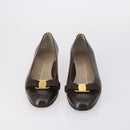 Salvatore Ferragamo Vala Pumps shoes Leather 4 Set Black Brown Auth 149772-2