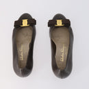 Salvatore Ferragamo Vala Pumps shoes Leather 4 Set Black Brown Auth 149772-4