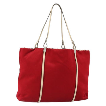 PRADA Hand Bag Satin Red Auth 149778