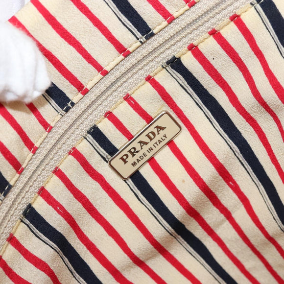 PRADA Hand Bag Satin Red Auth 149778