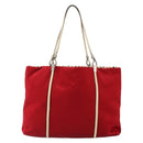 PRADA Hand Bag Satin Red Auth 149778-13