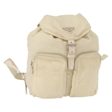 PRADA Backpack Nylon White Silver Auth 149779