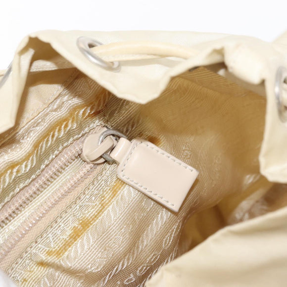 PRADA Backpack Nylon White Silver Auth 149779