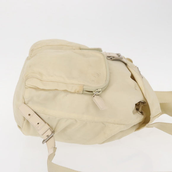 PRADA Backpack Nylon White Silver Auth 149779