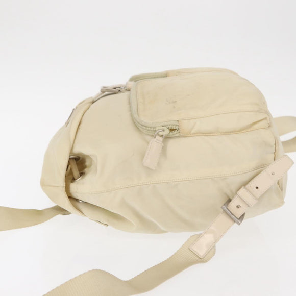 PRADA Backpack Nylon White Silver Auth 149779