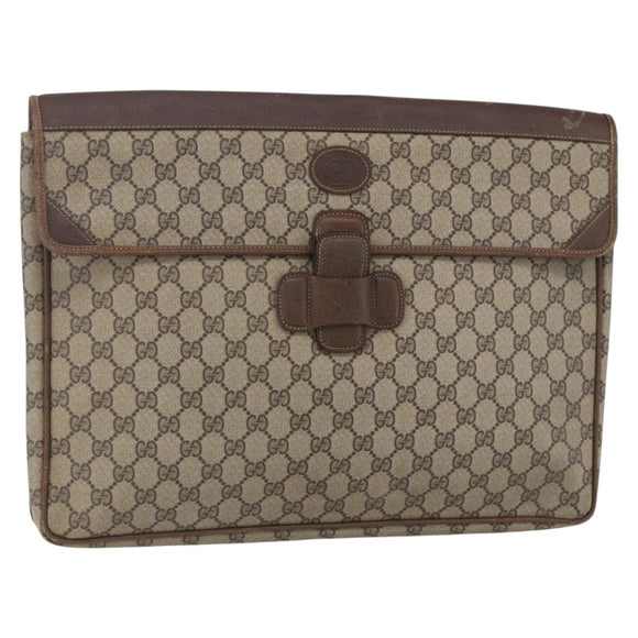 GUCCI GG Supreme Documents case Briefcase PVC Beige 017 123 0022 Auth 149784