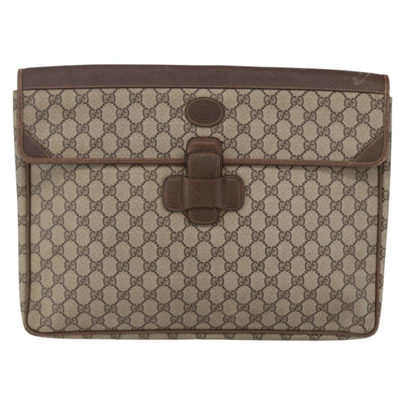 GUCCI GG Supreme Documents case Briefcase PVC Beige 017 123 0022 Auth 149784
