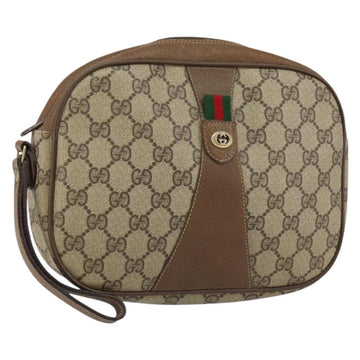 GUCCI GG Supreme Web Sherry Line Clutch Bag PVC Beige Red 89 01 034 Auth 149786