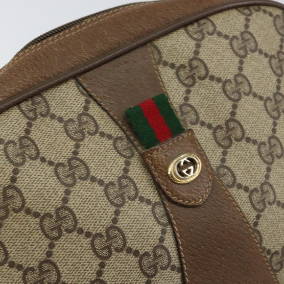 GUCCI GG Supreme Web Sherry Line Clutch Bag PVC Beige Red 89 01 034 Auth 149786