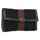 GUCCI GG Canvas Web Sherry Line Clutch Bag Black Red 5 004 3657 30 Auth 149787-1