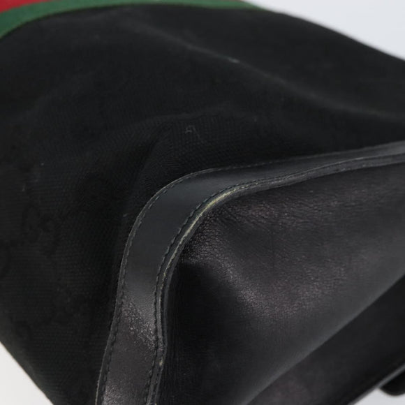 GUCCI GG Canvas Web Sherry Line Clutch Bag Black Red 5 004 3657 30 Auth 149787