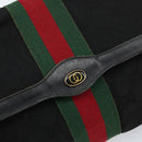 GUCCI GG Canvas Web Sherry Line Clutch Bag Black Red 5 004 3657 30 Auth 149787-8