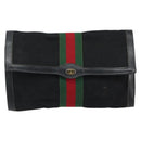GUCCI GG Canvas Web Sherry Line Clutch Bag Black Red 5 004 3657 30 Auth 149787-13