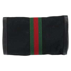 GUCCI GG Canvas Web Sherry Line Clutch Bag Black Red 5 004 3657 30 Auth 149787 - 0