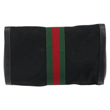 GUCCI GG Canvas Web Sherry Line Clutch Bag Black Red 5 004 3657 30 Auth 149787 - 0