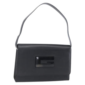 GUCCI Shoulder Bag Enamel Black Silver 001 3064 Auth 149788