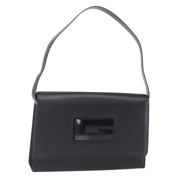 GUCCI Shoulder Bag Enamel Black Silver 001 3064 Auth 149788