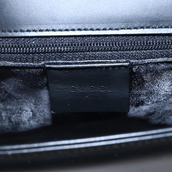 GUCCI Shoulder Bag Enamel Black Silver 001 3064 Auth 149788