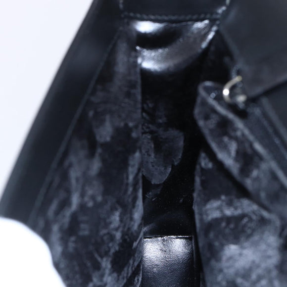 GUCCI Shoulder Bag Enamel Black Silver 001 3064 Auth 149788