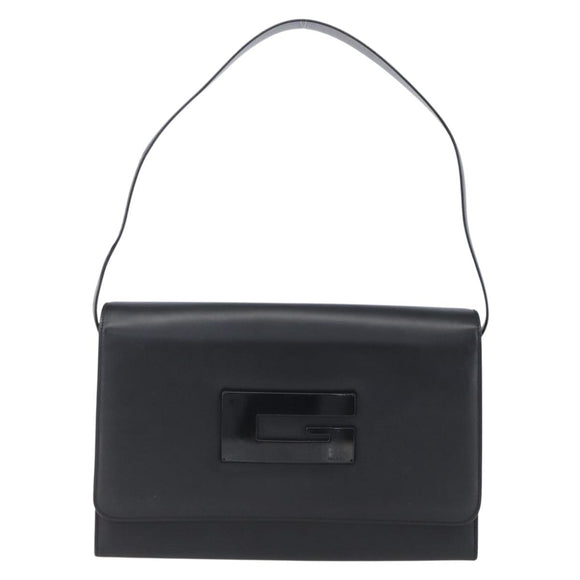 GUCCI Shoulder Bag Enamel Black Silver 001 3064 Auth 149788