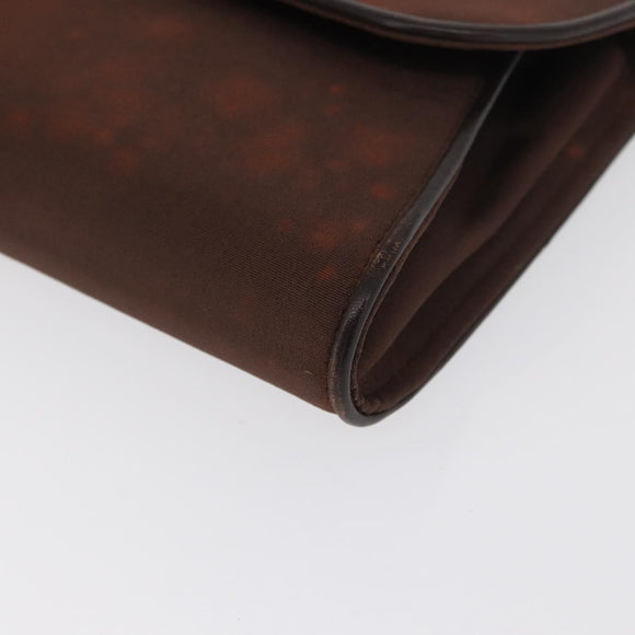 GUCCI Chain Shoulder Bag Nylon Brown Gold Auth 149791