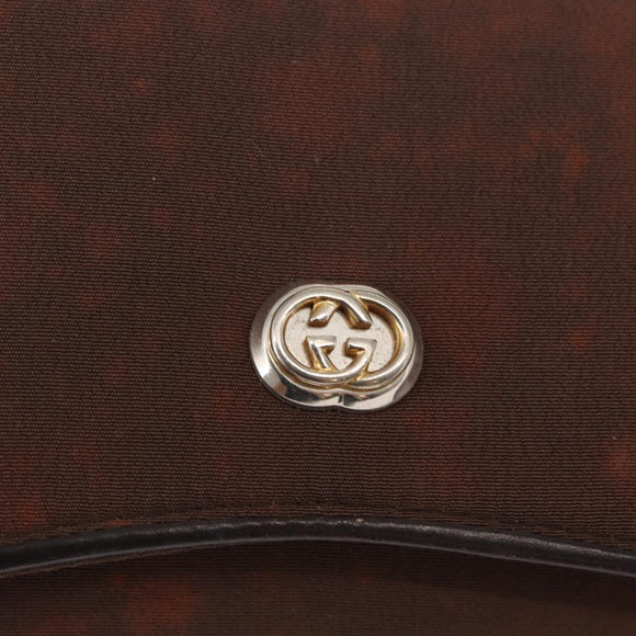 GUCCI Chain Shoulder Bag Nylon Brown Gold Auth 149791